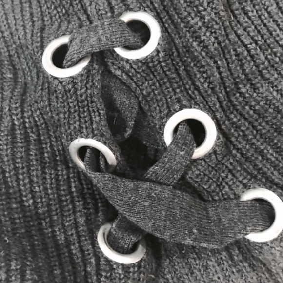 a.n.a. grey lace up sweater - Picture 2 of 5